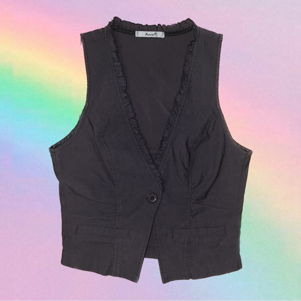 Y2K Gray cropped mini vest